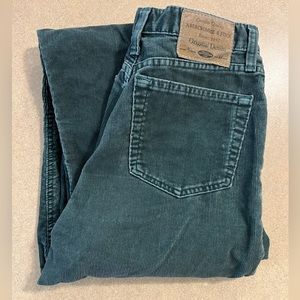 Vintage Abercrombie And Fitch Corduroy Pants Straight Green Size 10 Made In USA
